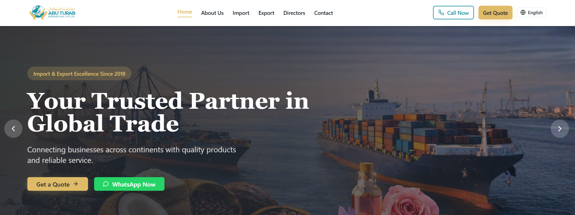 Abu Turab International — Import & export corporate website